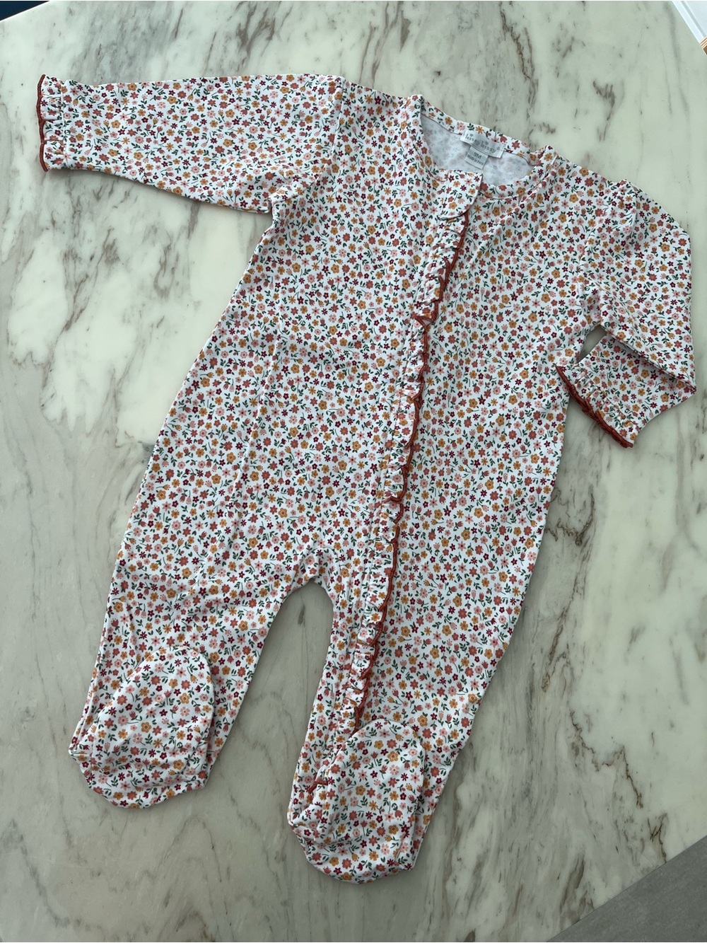 Kissy Kissy White Floral Ruffle Footed Jumpsuit